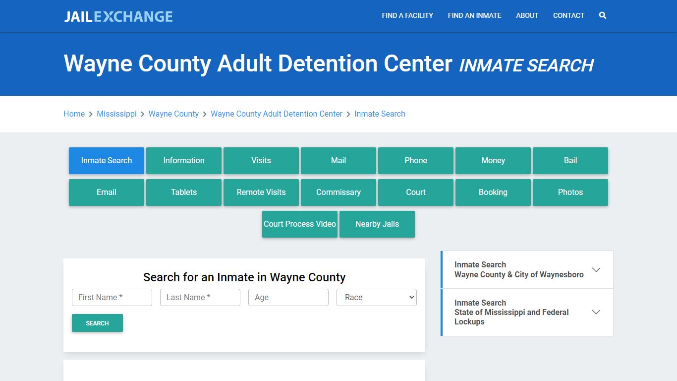 Wayne County Adult Detention Center Inmate Search - Jail Exchange